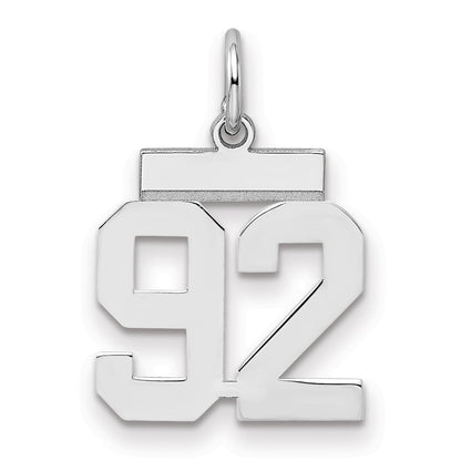 Sterling Silver Silver/Rhodium-Plated Polished Number 92 Charm