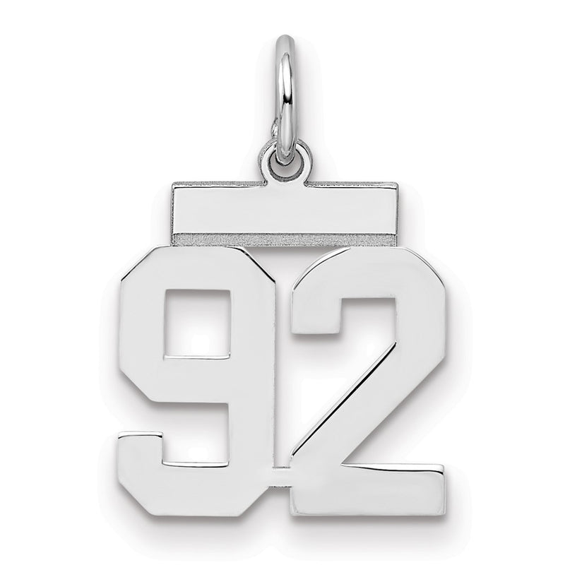 Sterling Silver Silver/Rhodium-Plated Polished Number 92 Charm
