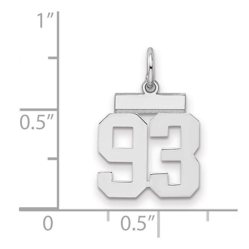 Sterling Silver Silver/Rhodium-Plated Polished Number 93 Charm