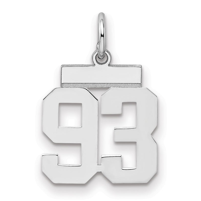 Sterling Silver Silver/Rhodium-Plated Polished Number 93 Charm