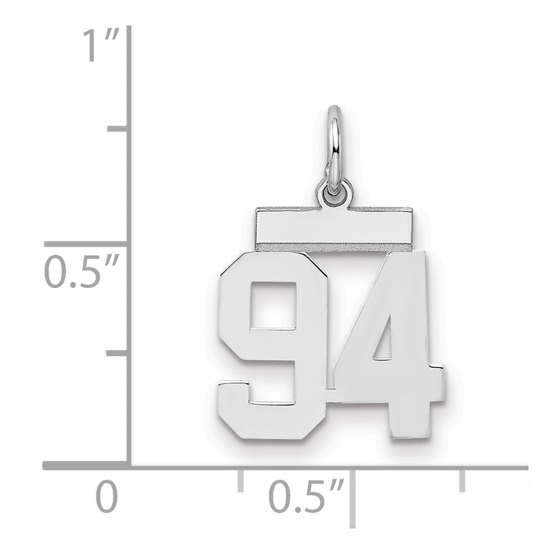 Sterling Silver Silver/Rhodium-Plated Polished Number 94 Charm