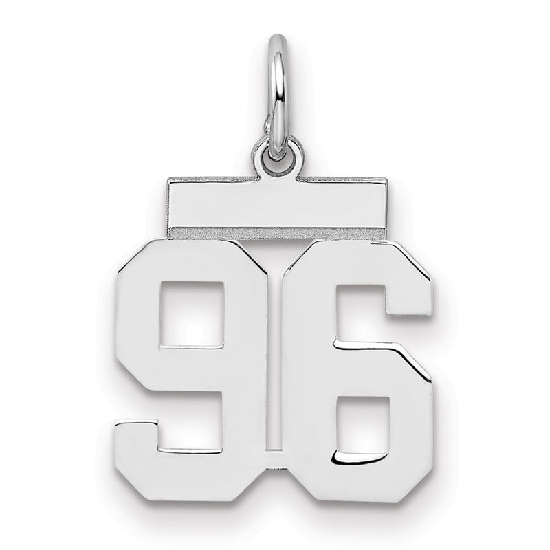 Sterling Silver Silver/Rhodium-Plated Polished Number 96 Charm