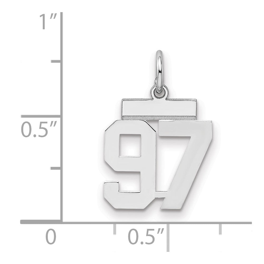 Sterling Silver Silver/Rhodium-Plated Polished Number 97 Charm