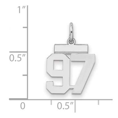 Sterling Silver Silver/Rhodium-Plated Polished Number 97 Charm