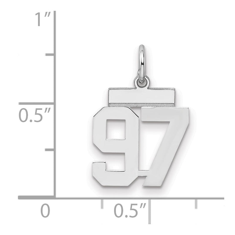 Sterling Silver Silver/Rhodium-Plated Polished Number 97 Charm