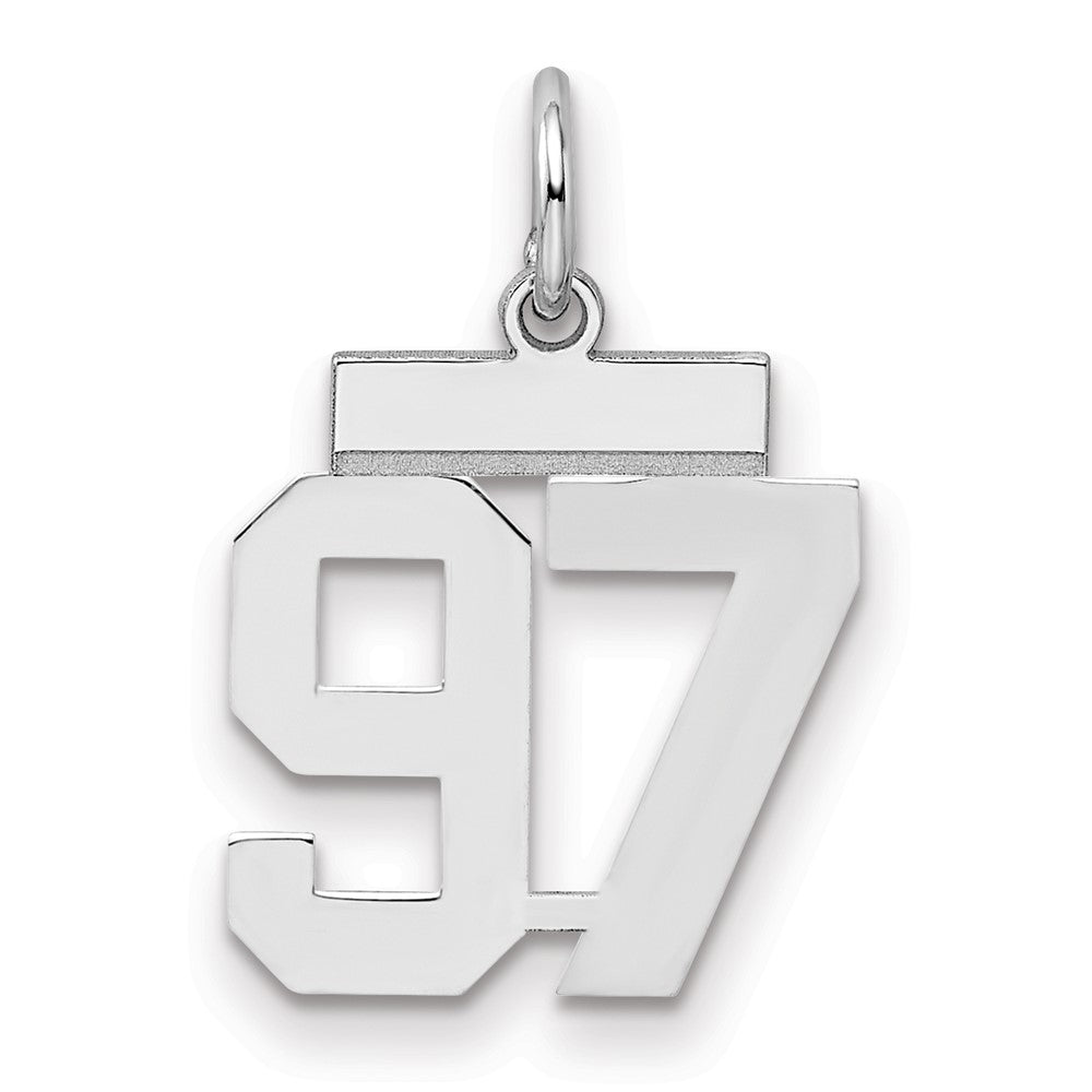 Sterling Silver Silver/Rhodium-Plated Polished Number 97 Charm