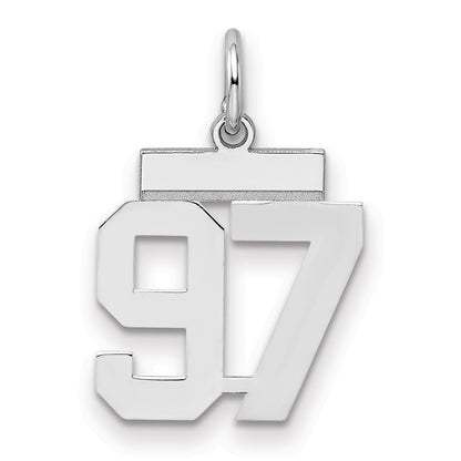 Sterling Silver Silver/Rhodium-Plated Polished Number 97 Charm