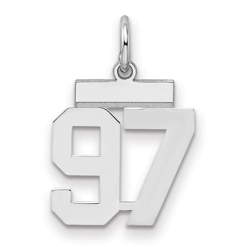 Sterling Silver Silver/Rhodium-Plated Polished Number 97 Charm