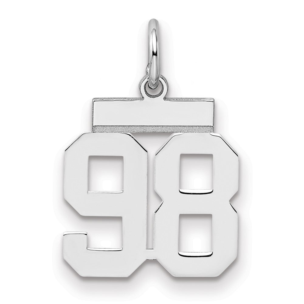 Sterling Silver Silver/Rhodium-Plated Polished Number 98 Charm