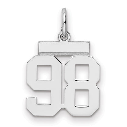 Sterling Silver Silver/Rhodium-Plated Polished Number 98 Charm