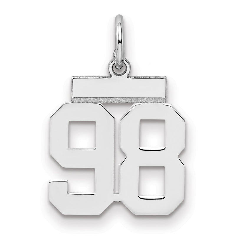 Sterling Silver Silver/Rhodium-Plated Polished Number 98 Charm
