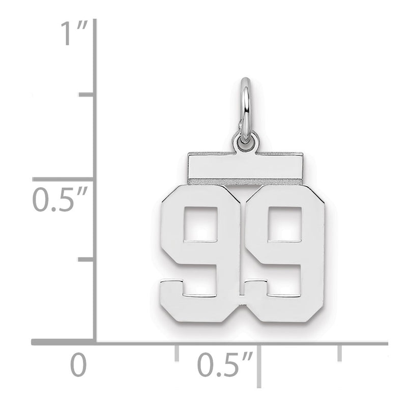 Sterling Silver Silver/Rhodium-Plated Polished Number 99 Charm