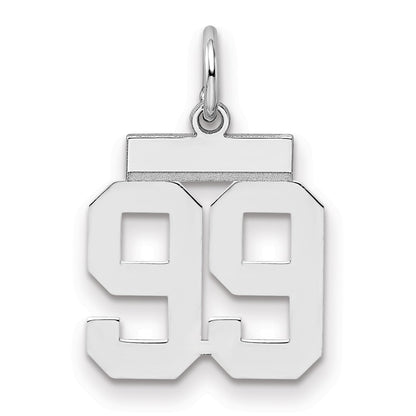 Sterling Silver Silver/Rhodium-Plated Polished Number 99 Charm