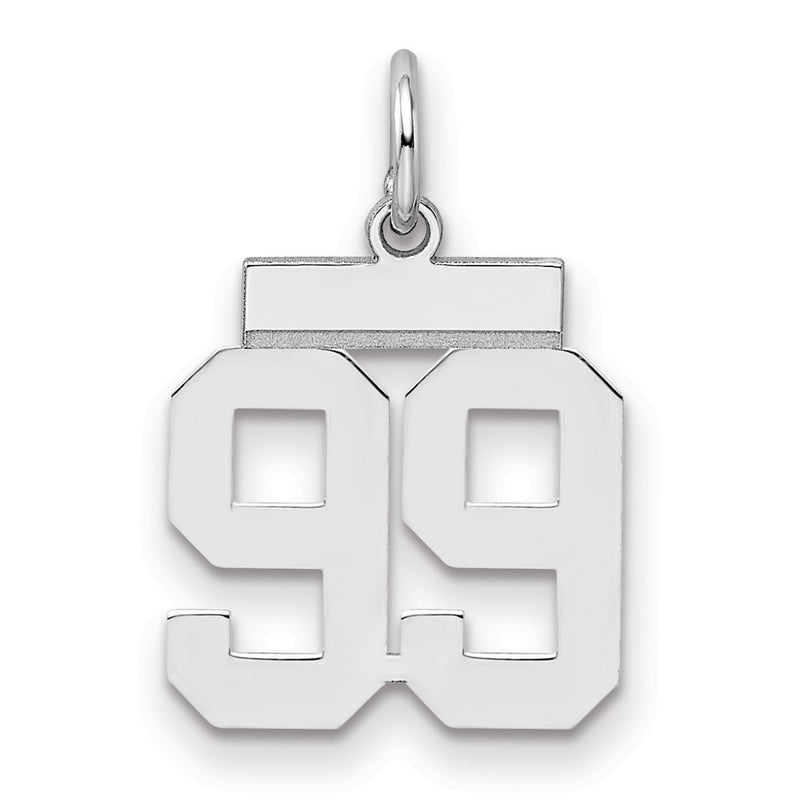 Sterling Silver Silver/Rhodium-Plated Polished Number 99 Charm