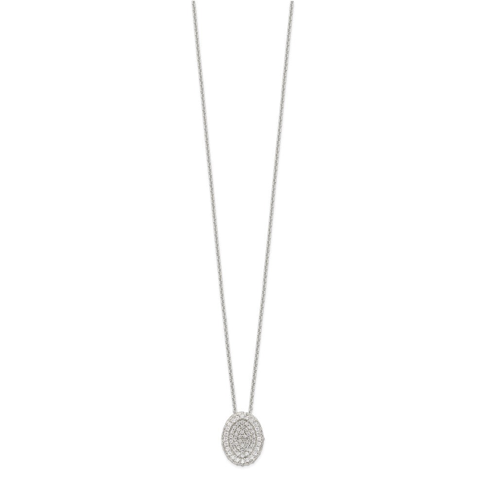 Sterling Silver 16 In W/1.5 Ext. Cz Oval Necklace, Earrings, Ring Set