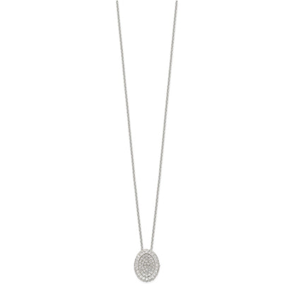 Sterling Silver 16 In W/1.5 Ext. Cz Oval Necklace, Earrings, Ring Set