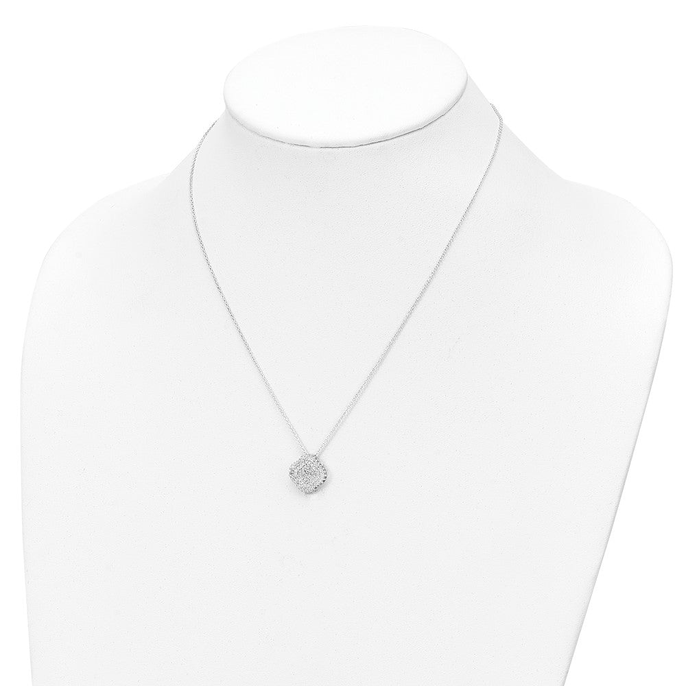 Sterling Silver 16In W/1.5 In Ext Cz Square Necklace/Earrings/Ring Set