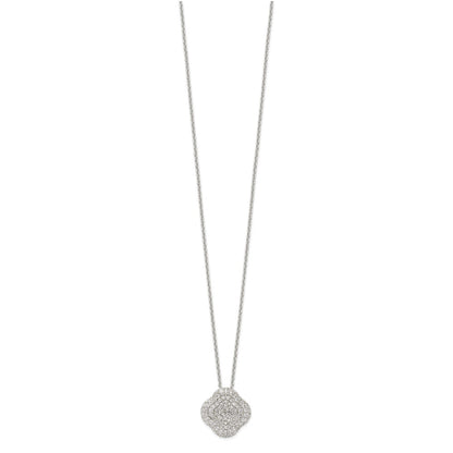 Sterling Silver 16In W/1.5 In Ext Cz Square Necklace/Earrings/Ring Set
