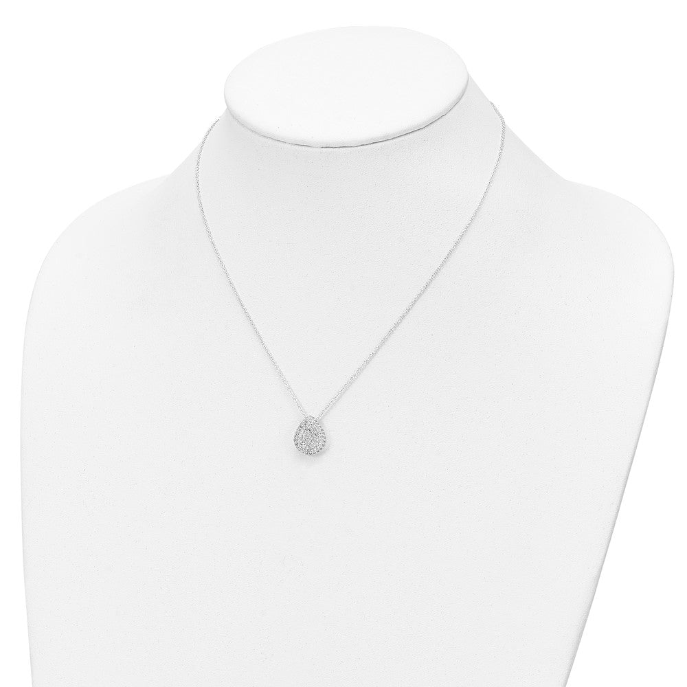 Sterling Silver 16 In W/1.5 Ext. Cz Pear Necklace, Earrings And Ring