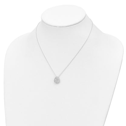Sterling Silver 16 In W/1.5 Ext. Cz Pear Necklace, Earrings And Ring
