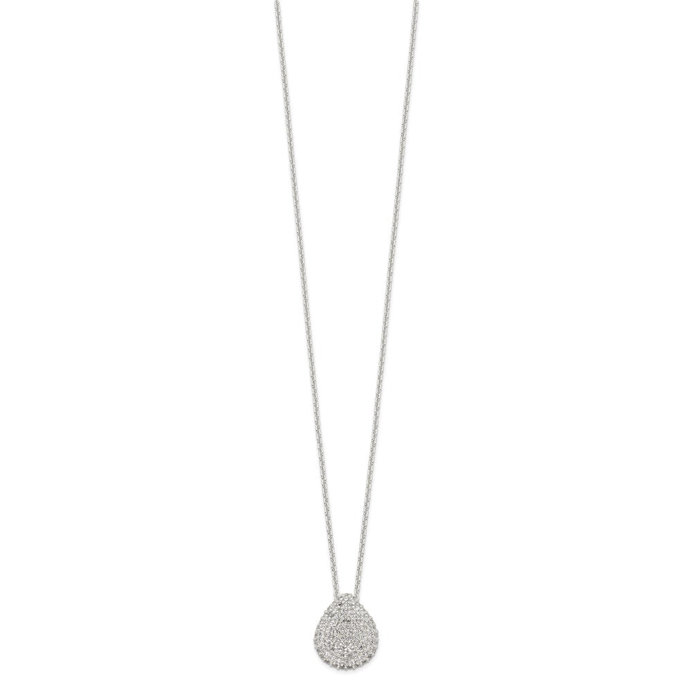 Sterling Silver 16 In W/1.5 Ext. Cz Pear Necklace, Earrings And Ring