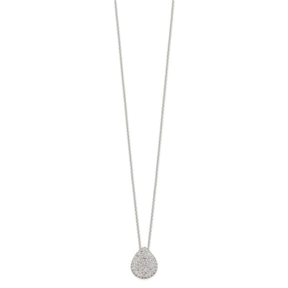 Sterling Silver 16 In W/1.5 Ext. Cz Pear Necklace, Earrings And Ring