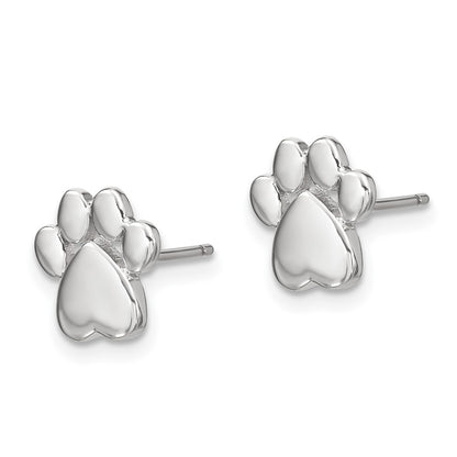 Sterling Silver Rh-Plated Paw Print W/2 In Ext. Post Earring Necklace Set