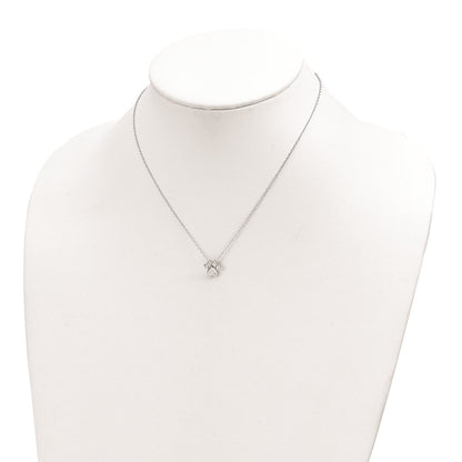 Sterling Silver Rh-Plated Paw Print W/2 In Ext. Post Earring Necklace Set