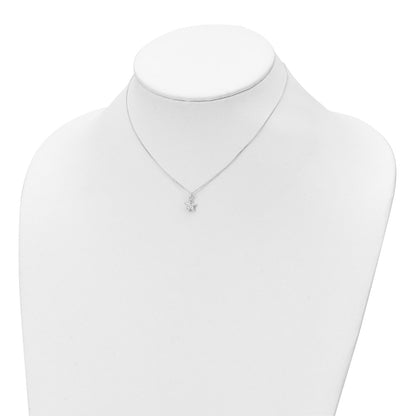 Sterling Silver Polished & Textured Starfish Children'S 14In Necklace And Post Earrings Set