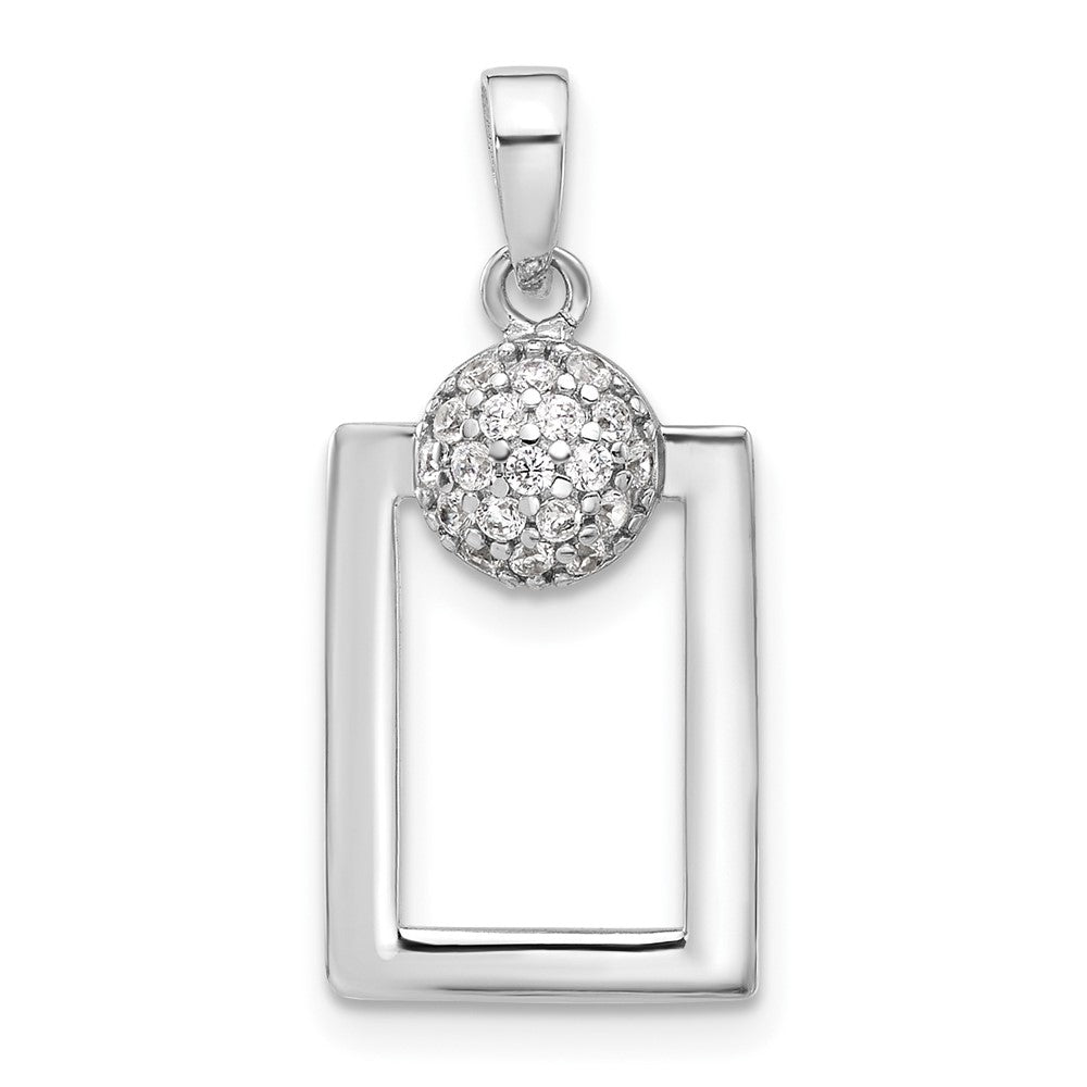 Sterling Silver Rhodium Plated Micro Pave CZ Rectangle Earrings and Pendant Set