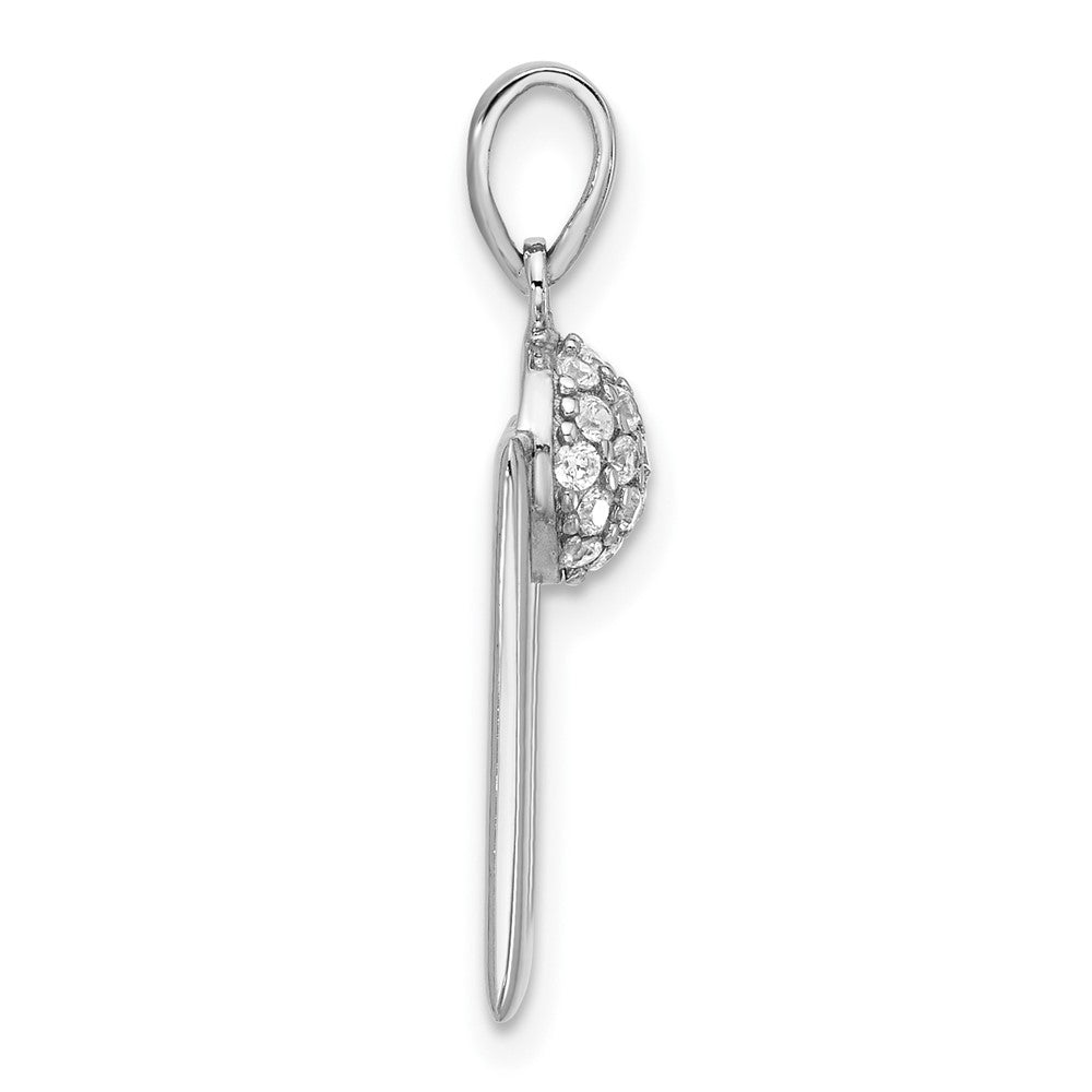 Sterling Silver Rhodium Plated Micro Pave CZ Rectangle Earrings and Pendant Set