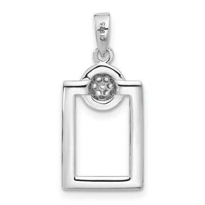 Sterling Silver Rhodium Plated Micro Pave CZ Rectangle Earrings and Pendant Set