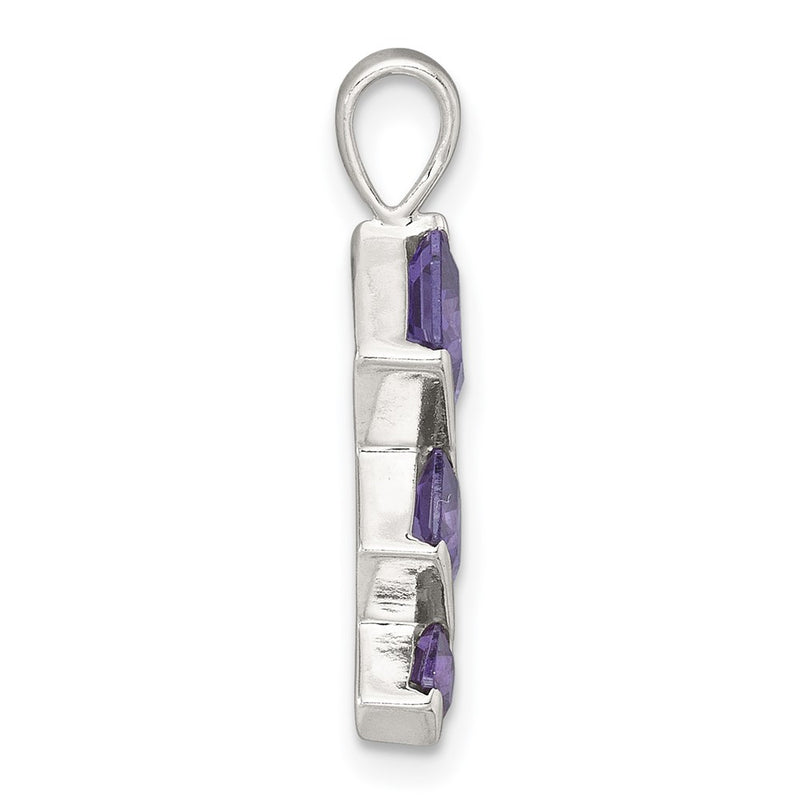 Sterling Silver Purple CZ Pendant and Post Earring Set