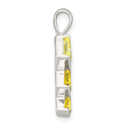 Sterling Silver Yellow CZ Pendant and Post Earring Set