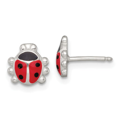 Sterling Silver Enameled Lady Bug Children's Earrings and Necklace Set