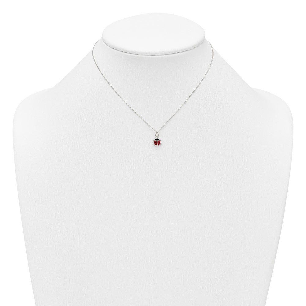 Sterling Silver Enameled Lady Bug Children's Earrings and Necklace Set