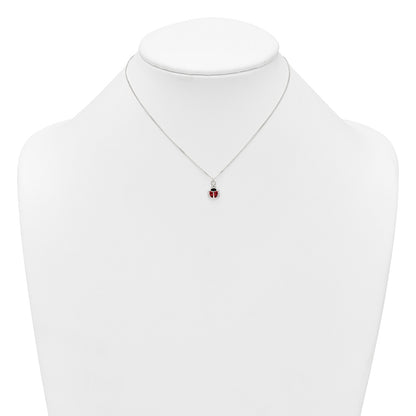 Sterling Silver Enameled Lady Bug Children's Earrings and Necklace Set