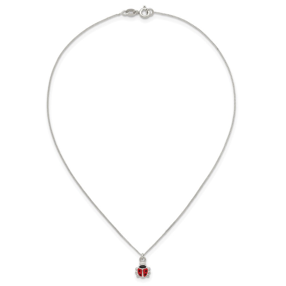 Sterling Silver Enameled Lady Bug Children's Earrings and Necklace Set