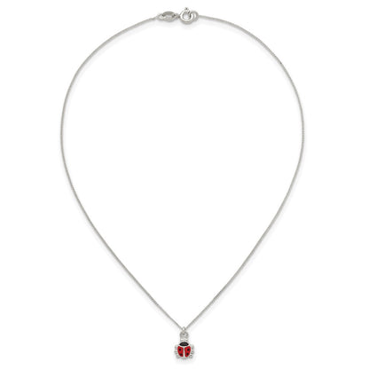 Sterling Silver Enameled Lady Bug Children's Earrings and Necklace Set