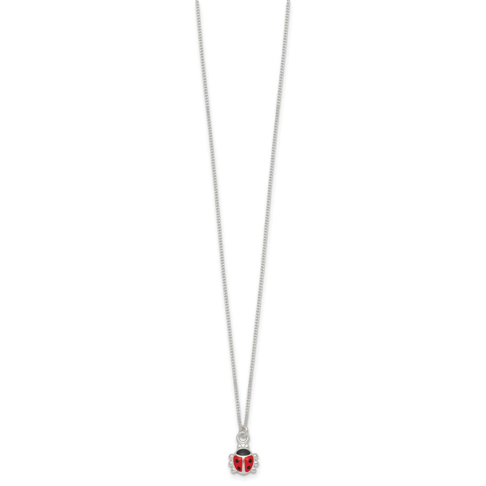 Sterling Silver Enameled Lady Bug Children's Earrings and Necklace Set