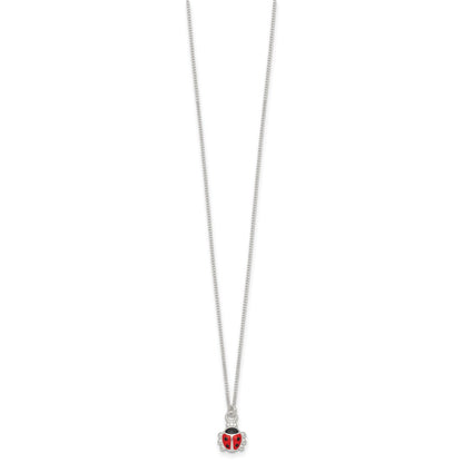 Sterling Silver Enameled Lady Bug Children's Earrings and Necklace Set