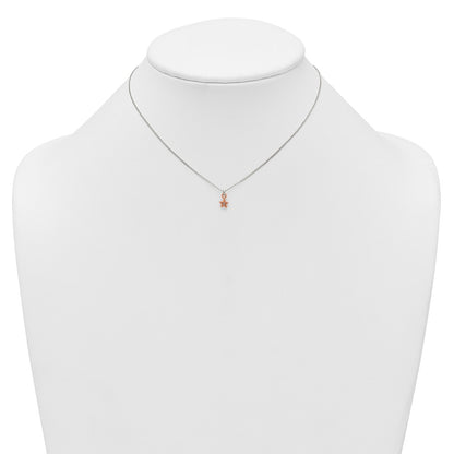 Sterling Silver Rose-Tone CZ Star Children's Post Earring and Necklace Set