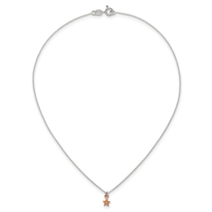 Sterling Silver Rose-Tone CZ Star Children's Post Earring and Necklace Set