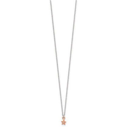 Sterling Silver Rose-Tone CZ Star Children's Post Earring and Necklace Set