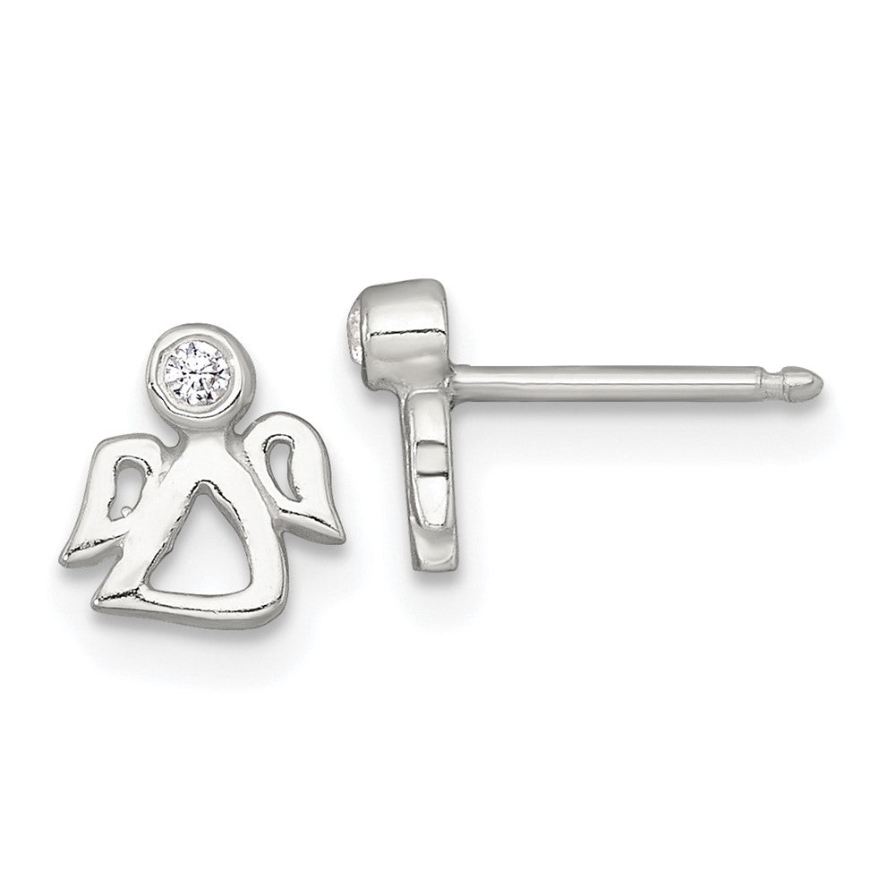 Sterling Silver CZ Angel Children's Post Earring and Necklace Set