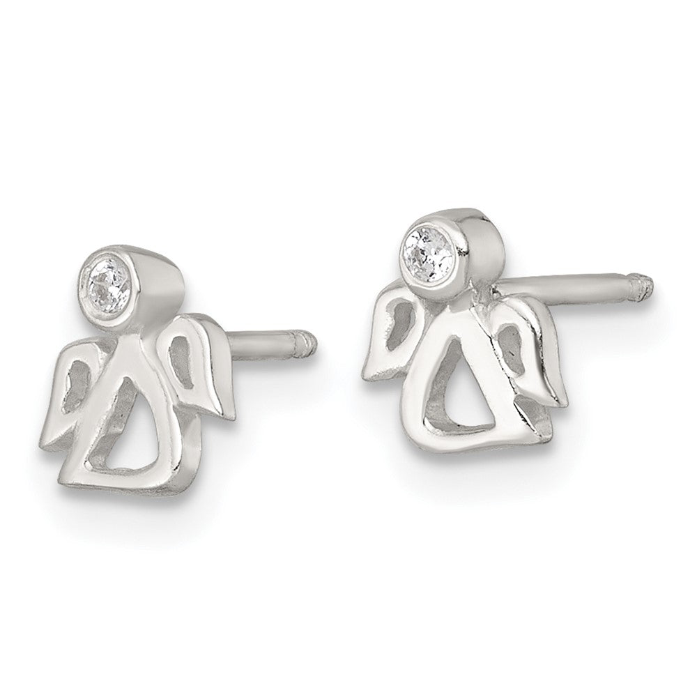 Sterling Silver CZ Angel Children's Post Earring and Necklace Set