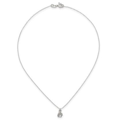 Sterling Silver CZ Angel Children's Post Earring and Necklace Set
