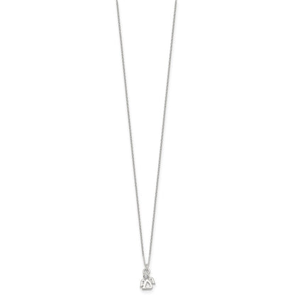 Sterling Silver CZ Angel Children's Post Earring and Necklace Set