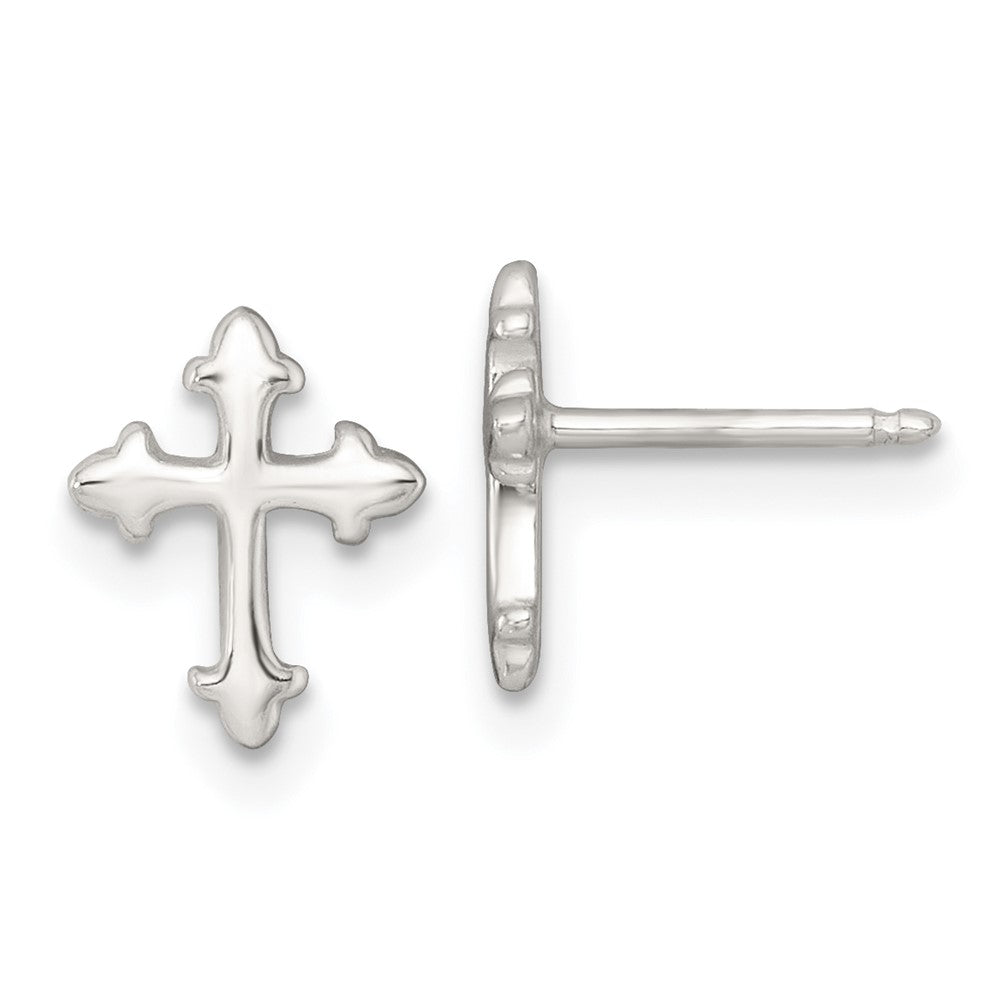 Sterling Silver Polished Cross Children's Earring/necklace Set
