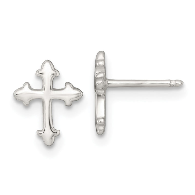 Sterling Silver Polished Cross Children's Earring/necklace Set